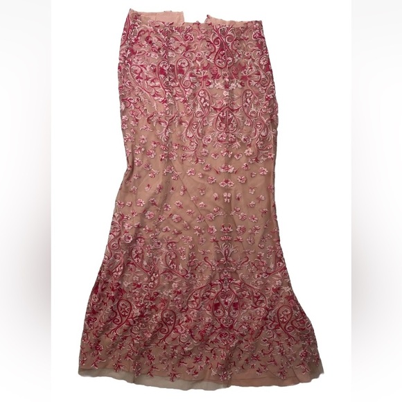 BCBG Maxazria Formal Dress 8 Pink Floral Embroidery Long Sexy Princess Prom - Picture 11 of 16